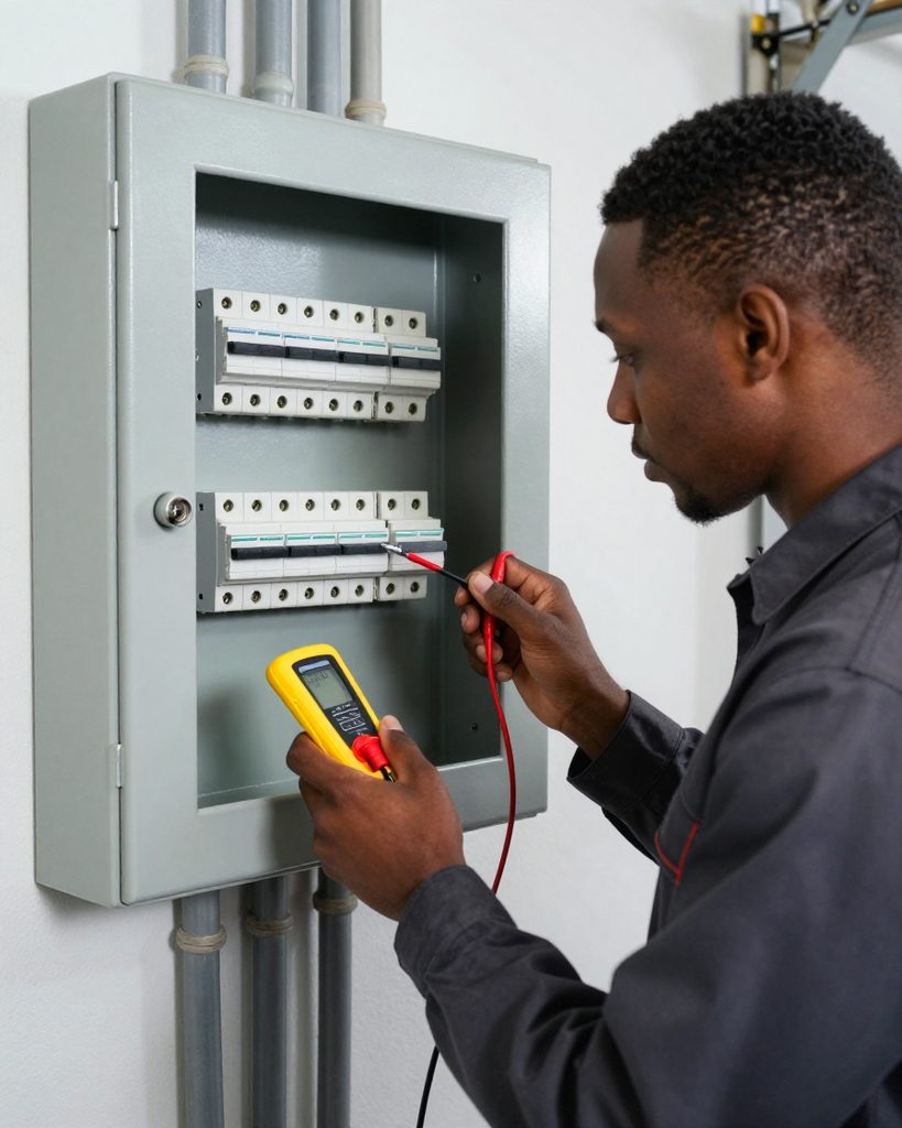 A clean electrical panel, mid-upgrade